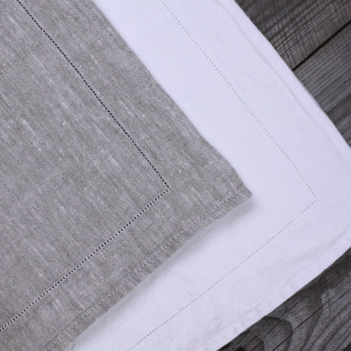 LINEN NAPKIN - STONEWASHED - LIGHT NATURAL WITH DOT HEMSTITCH