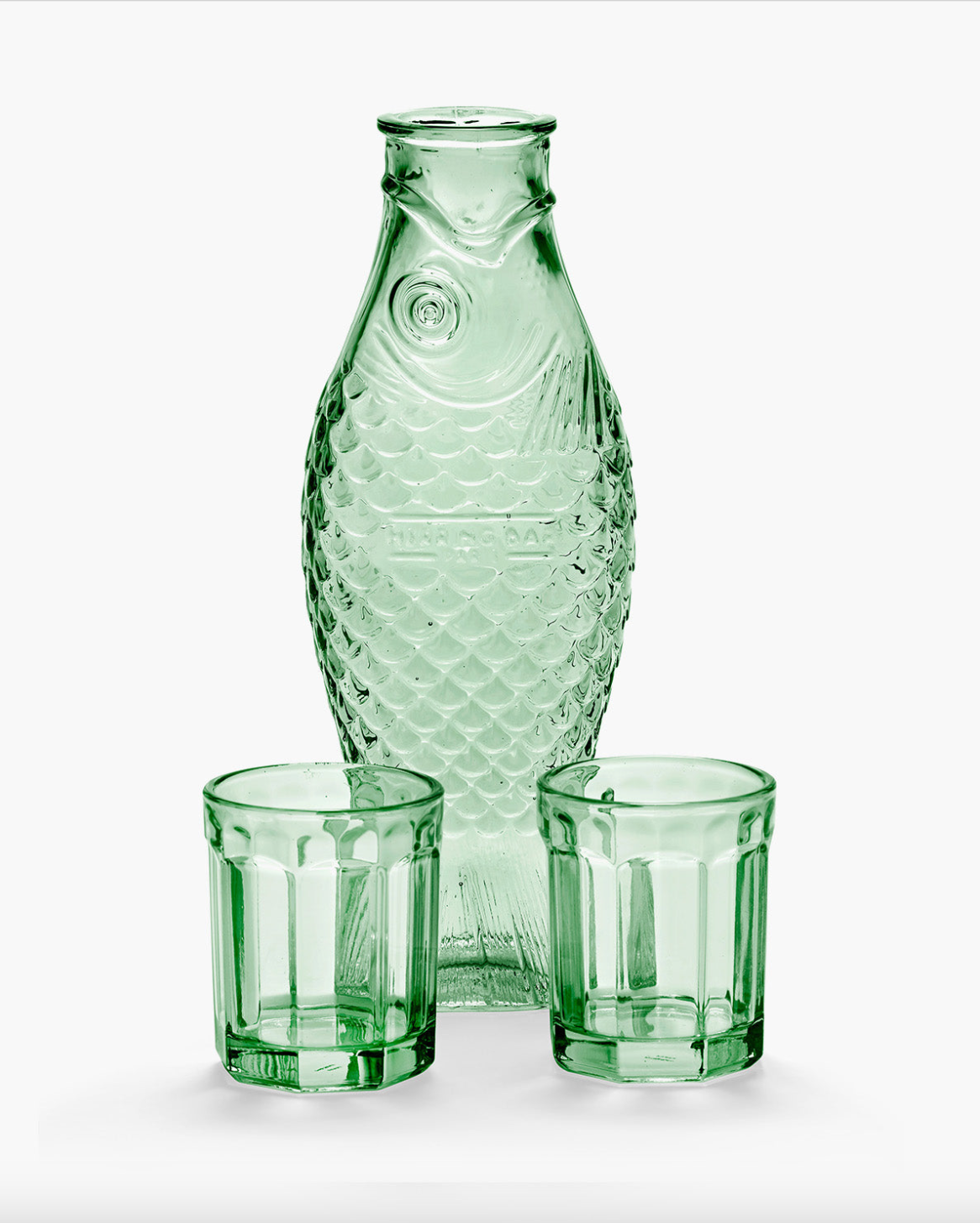 FISH&FISH SET CARAFE + 2 GLASSES M GREEN