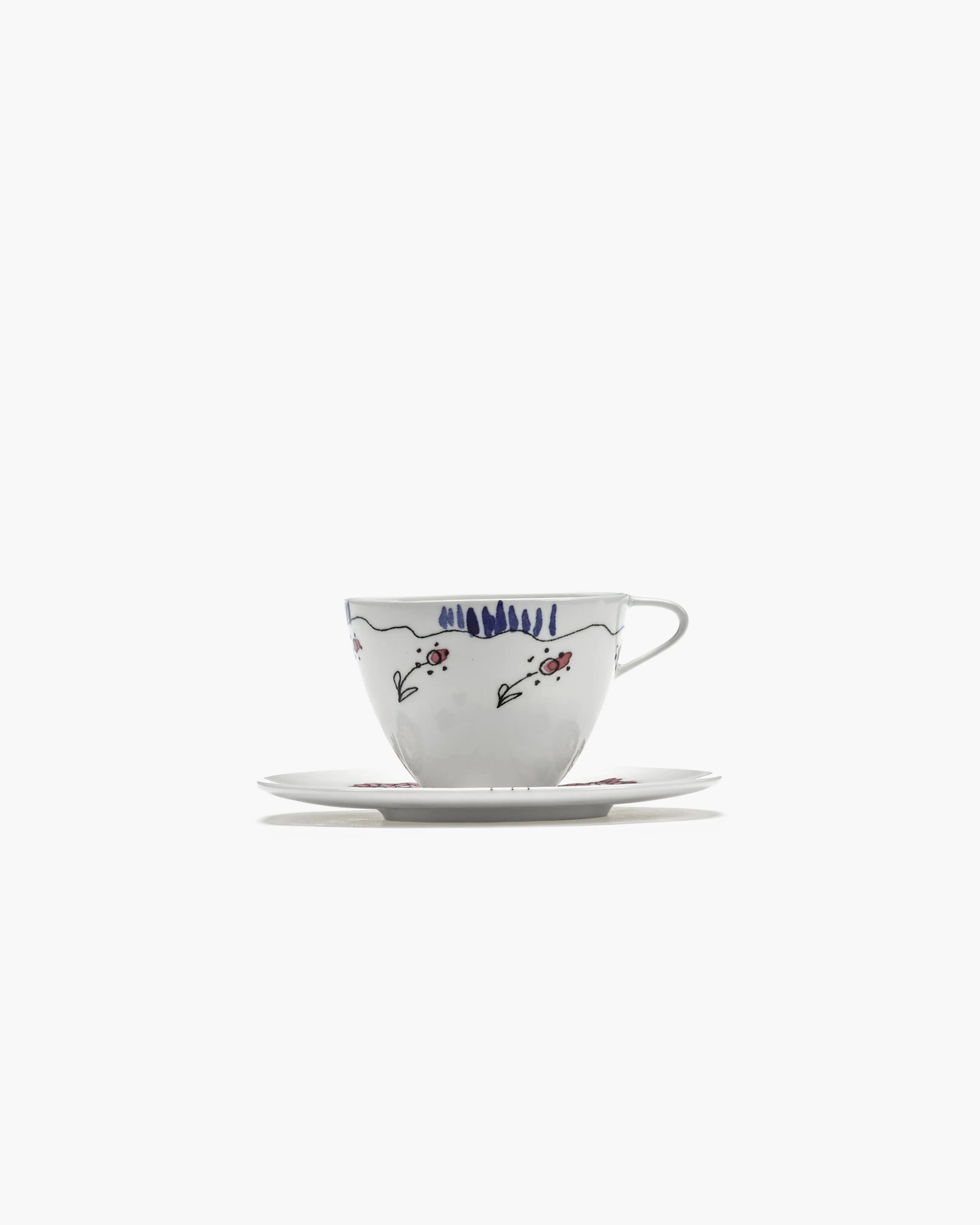 COFFEE CUP HIGH + SAUCER ANEMONE MILK MF